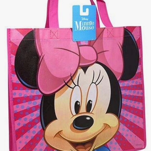 Disney Minnie Mouse Shopper Tote Bag Grocery Beach Shopping Bow Dots Pink - Picture 2 of 9
